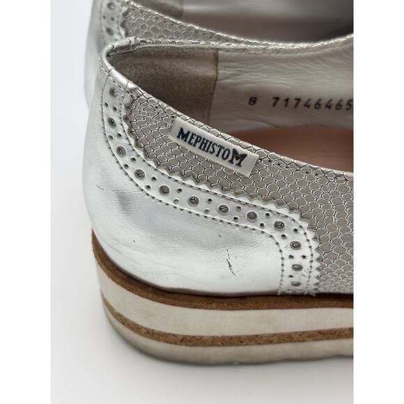 Mephisto Wing Tip Oxfords Wedge Platform Silver Leather Size 8.5 Air Relax - Picture 10 of 16